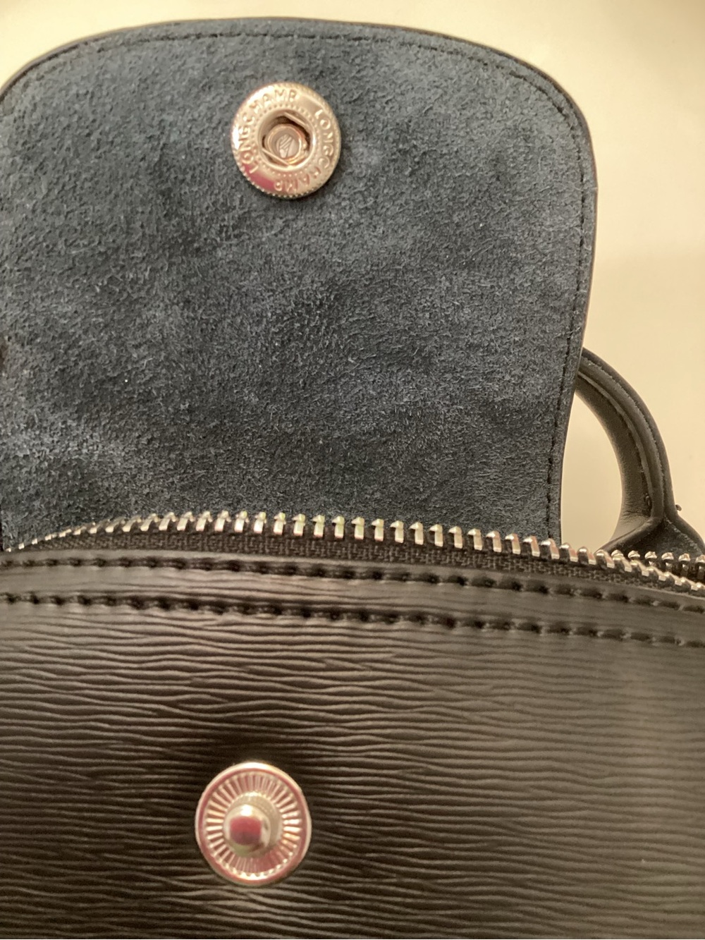 Longchamp Black Crossbody Le Pliage with Yellow Zip Pull - Picture 3 of 6